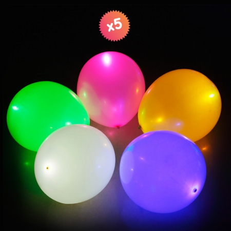 5 x Ballon LED XL 40 cm illuminé de lumières colorées